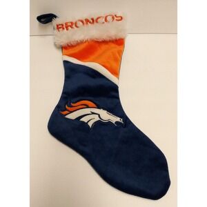 Denver Broncos Pro Football Velour Christmas Stocking Team Colors Orange Blue